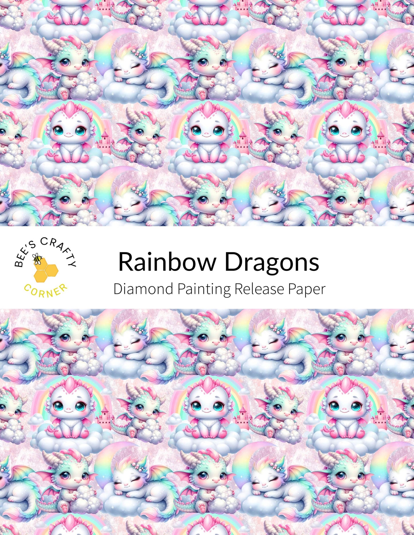 RELEASE PAPER | Rainbow Dragons - Reusable Patterned Diamond Painting Release Paper