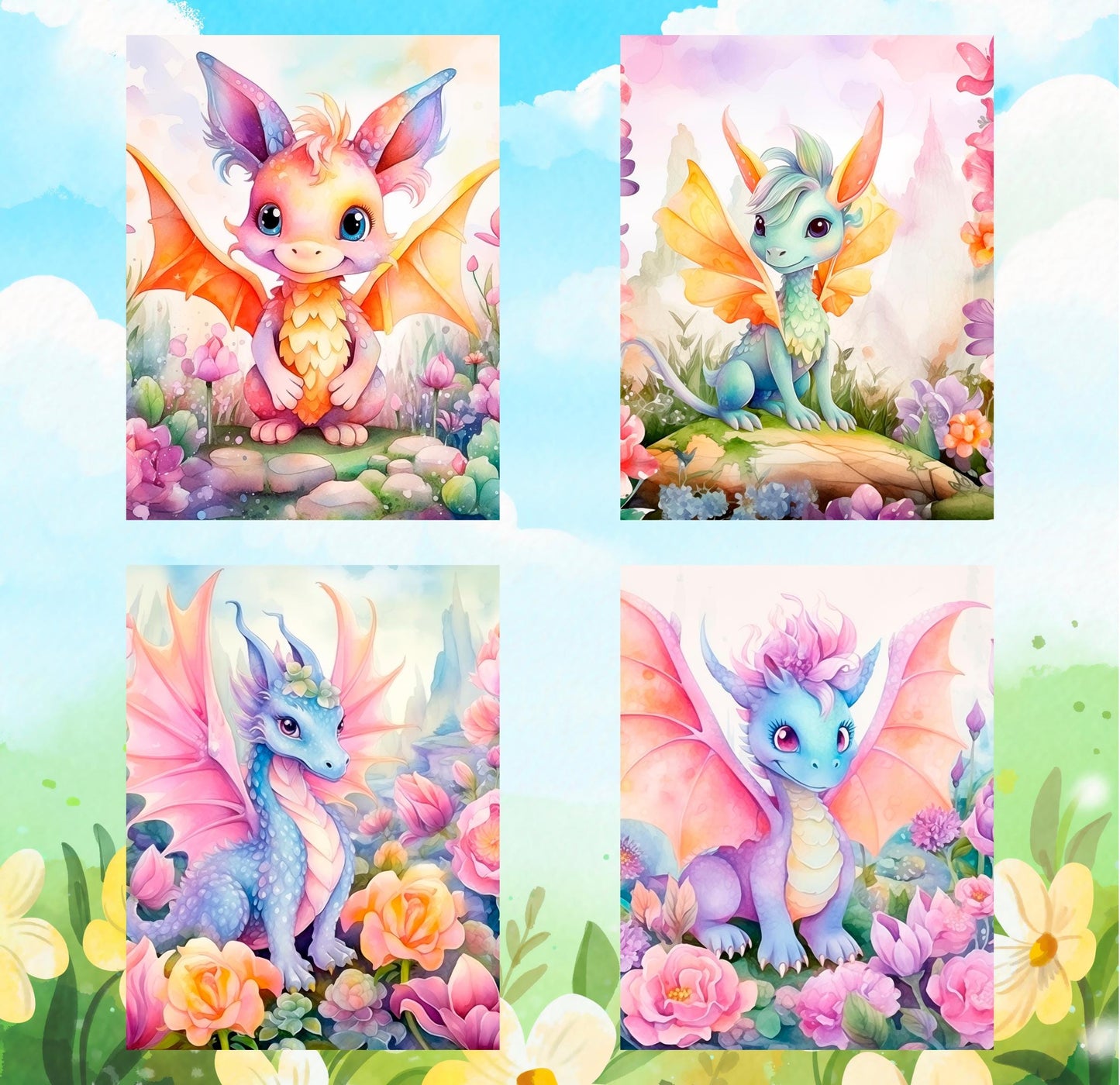 RELEASE PAPER | Spring Dragons - Theme Pack Reusable Diamond Painting Release Paper