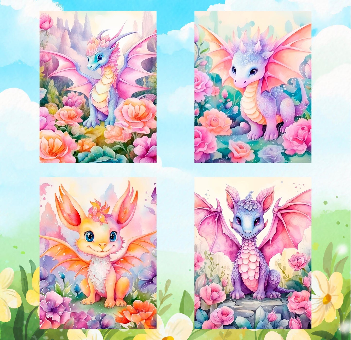 RELEASE PAPER | Spring Dragons - Theme Pack Reusable Diamond Painting Release Paper