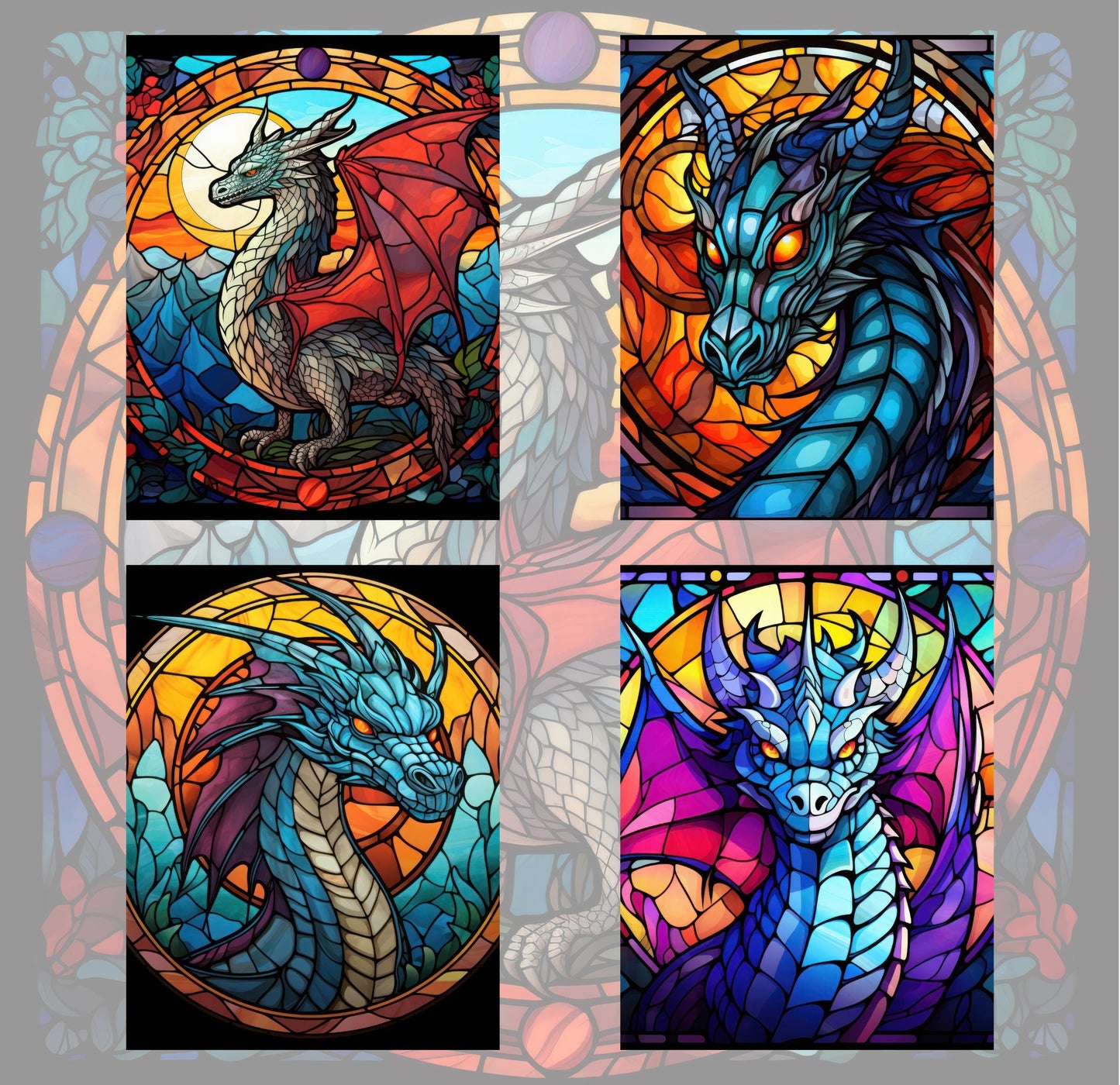 RELEASE PAPER | Stained Glass Dragons - Theme Pack Reusable Diamond Painting Release Paper
