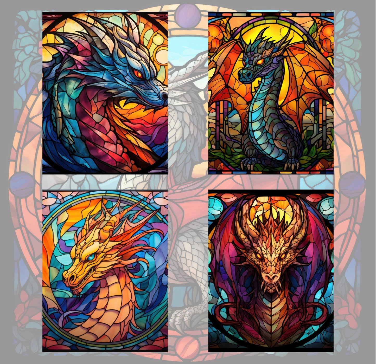 RELEASE PAPER | Stained Glass Dragons - Theme Pack Reusable Diamond Painting Release Paper