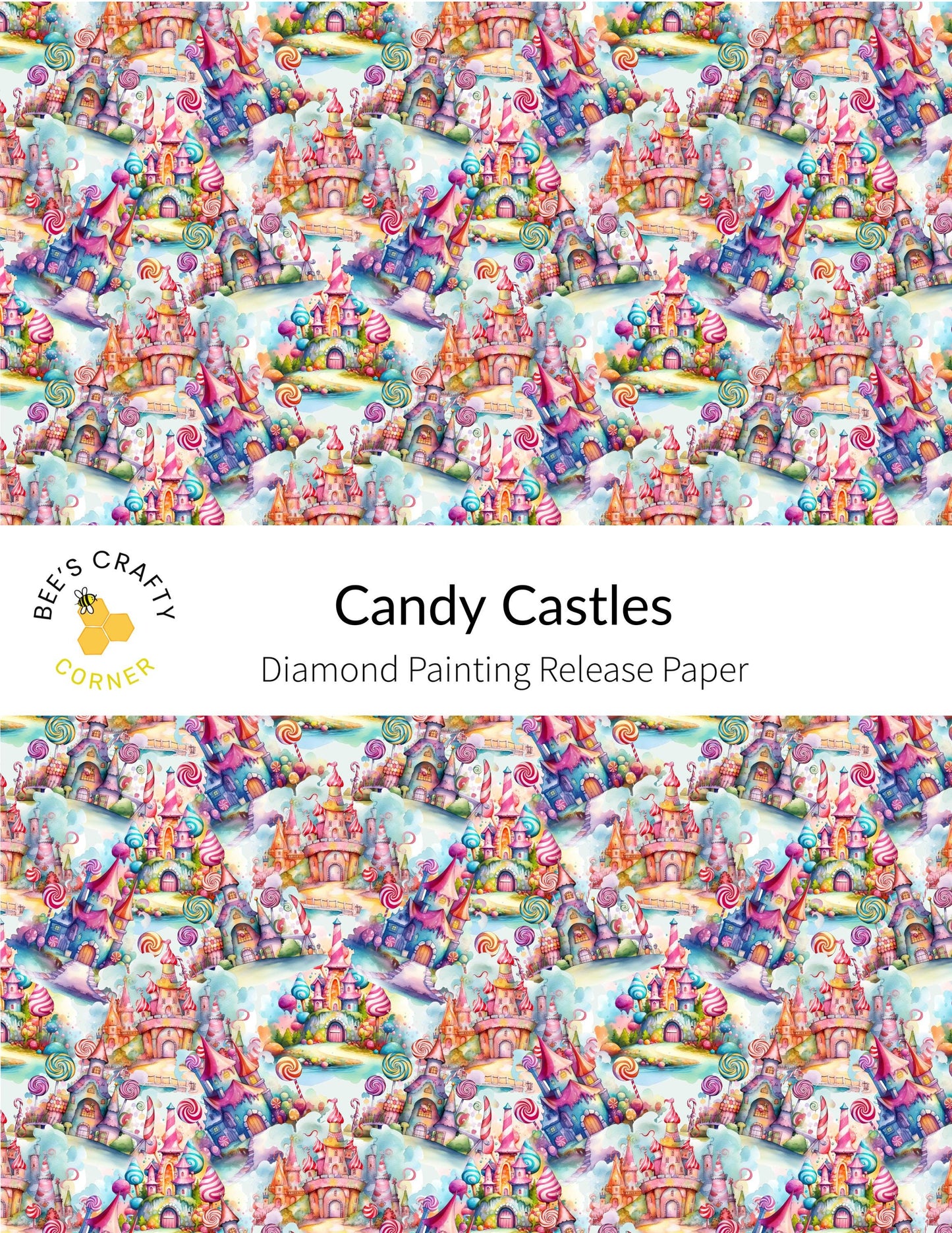 RELEASE PAPER | Candy Castles - Reusable Patterned Diamond Painting Release Paper