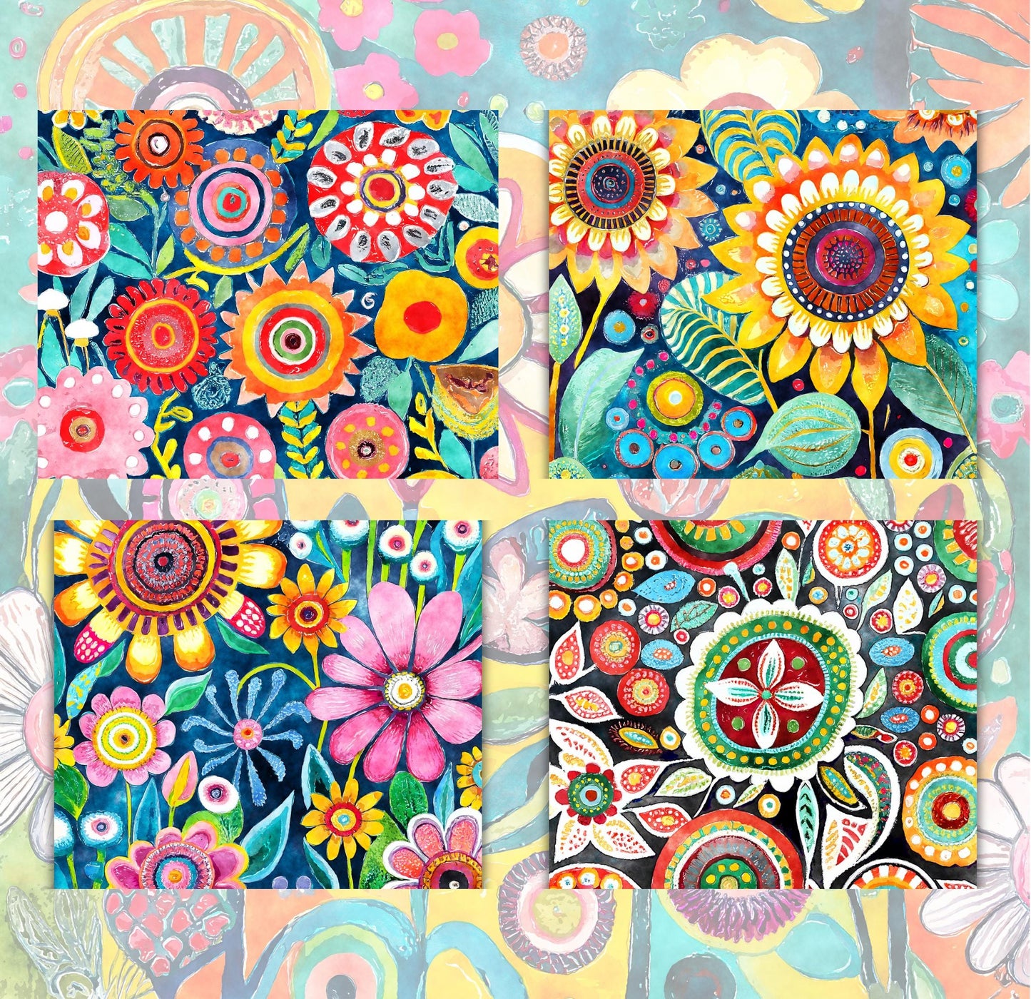 RELEASE PAPER | Funky Flowers - Theme Pack Reusable Diamond Painting Release Paper