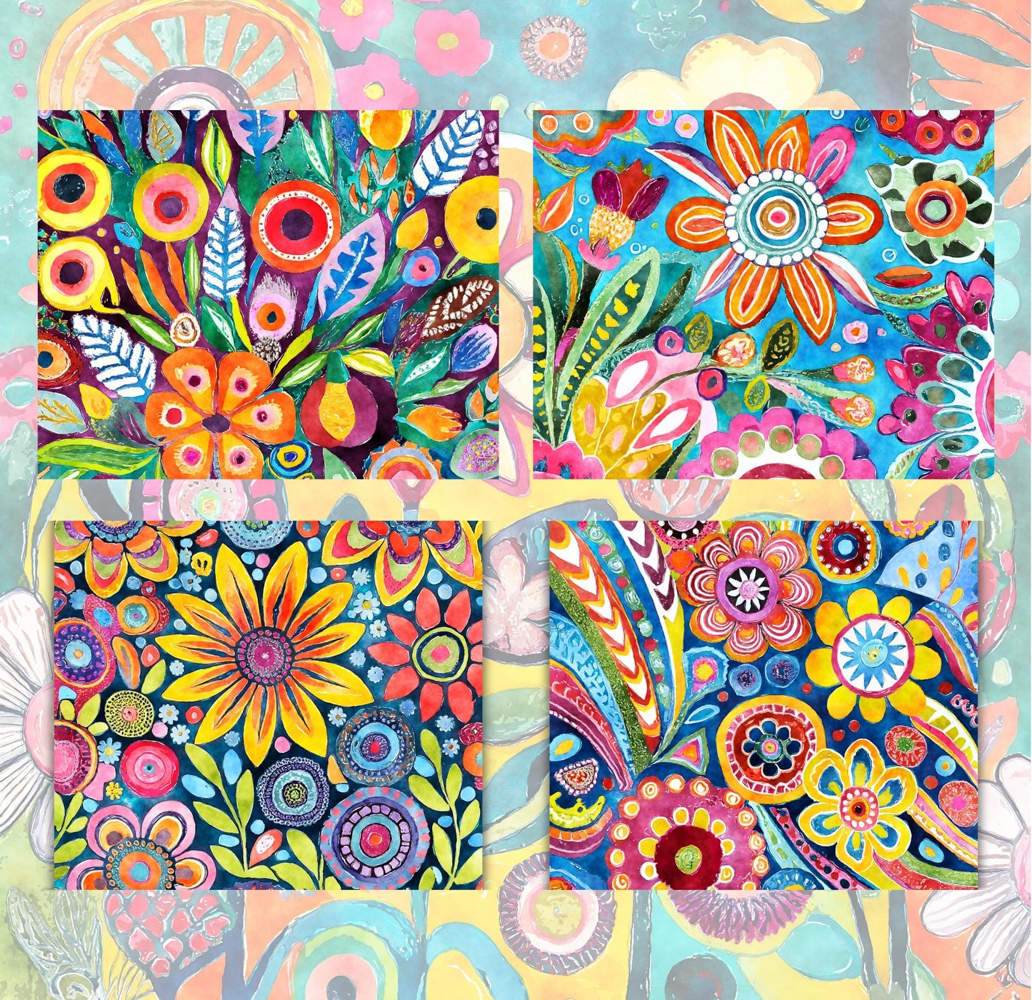 RELEASE PAPER | Funky Flowers - Theme Pack Reusable Diamond Painting Release Paper