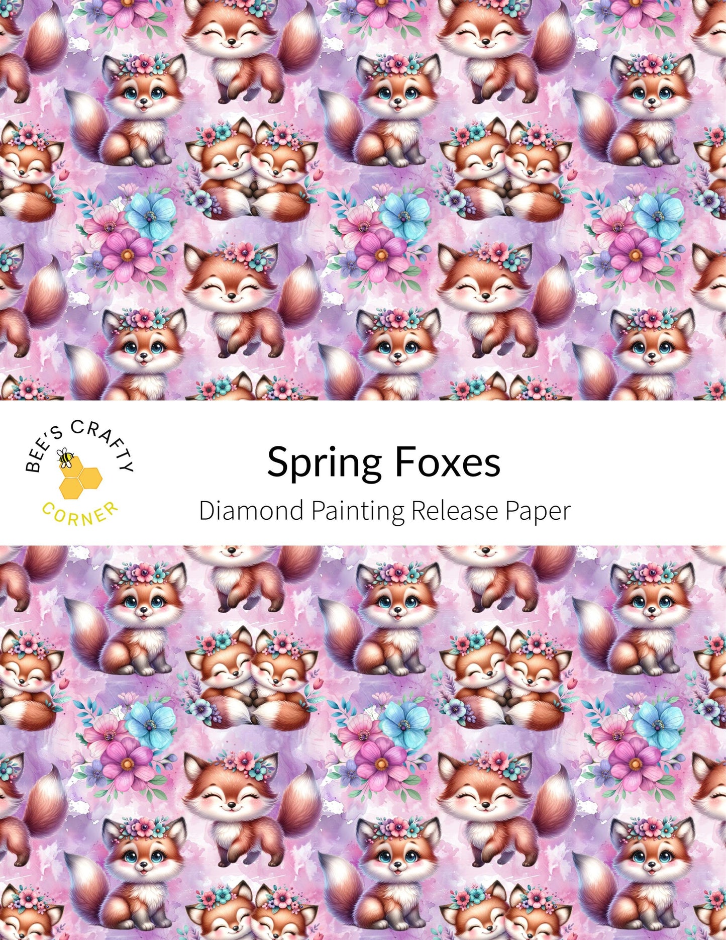 RELEASE PAPER | Spring Foxes - Reusable Patterned Diamond Painting Release Paper