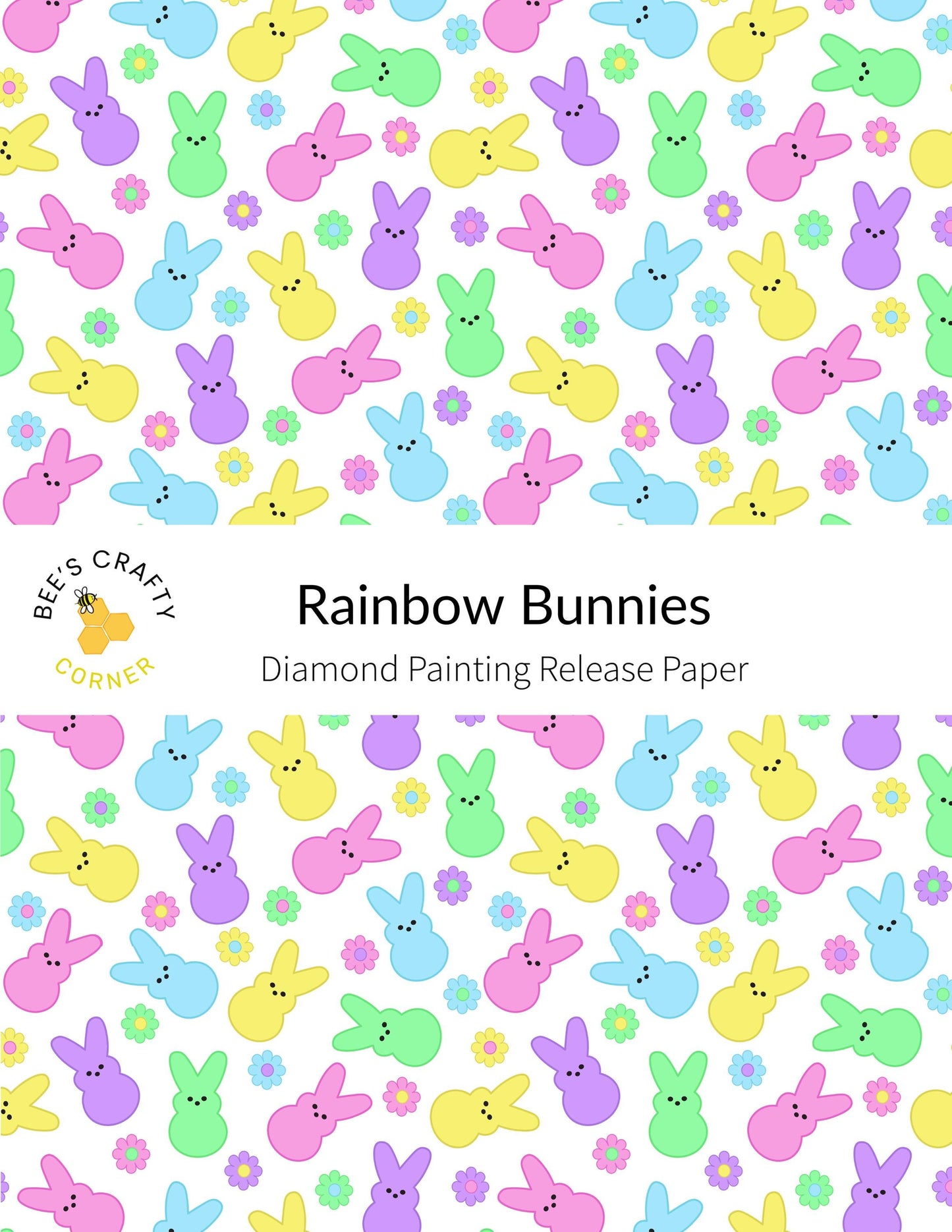 RELEASE PAPER | Rainbow Bunnies - Reusable Patterned Diamond Painting Release Paper