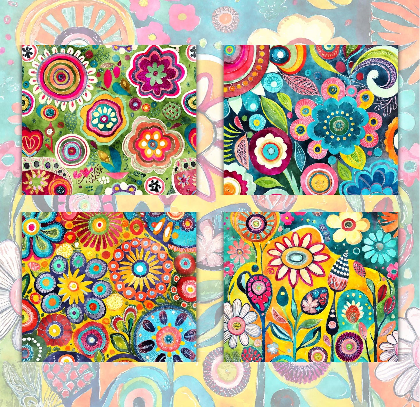 RELEASE PAPER | Funky Flowers - Theme Pack Reusable Diamond Painting Release Paper