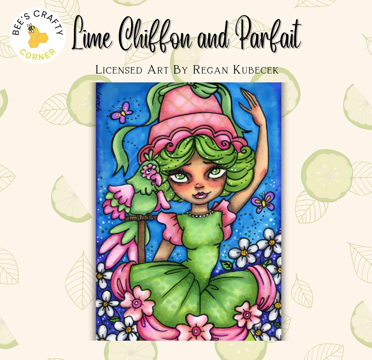 RELEASE PAPER | Lime Chiffon and Parfait by Regan Kubecek - Licensed Release Papers
