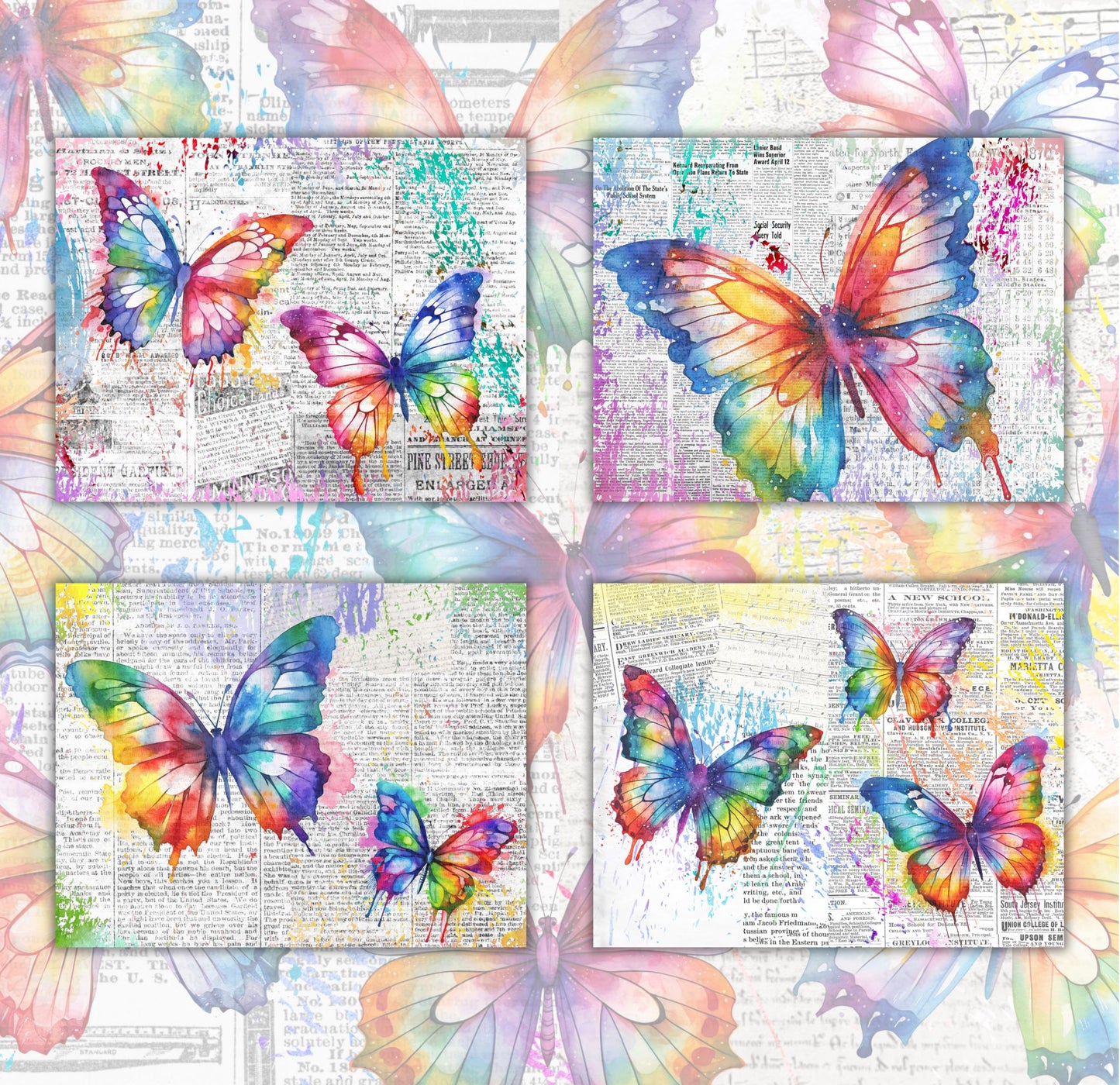 RELEASE PAPER | Butterfly Grunge - Theme Pack Reusable Diamond Painting Release Paper