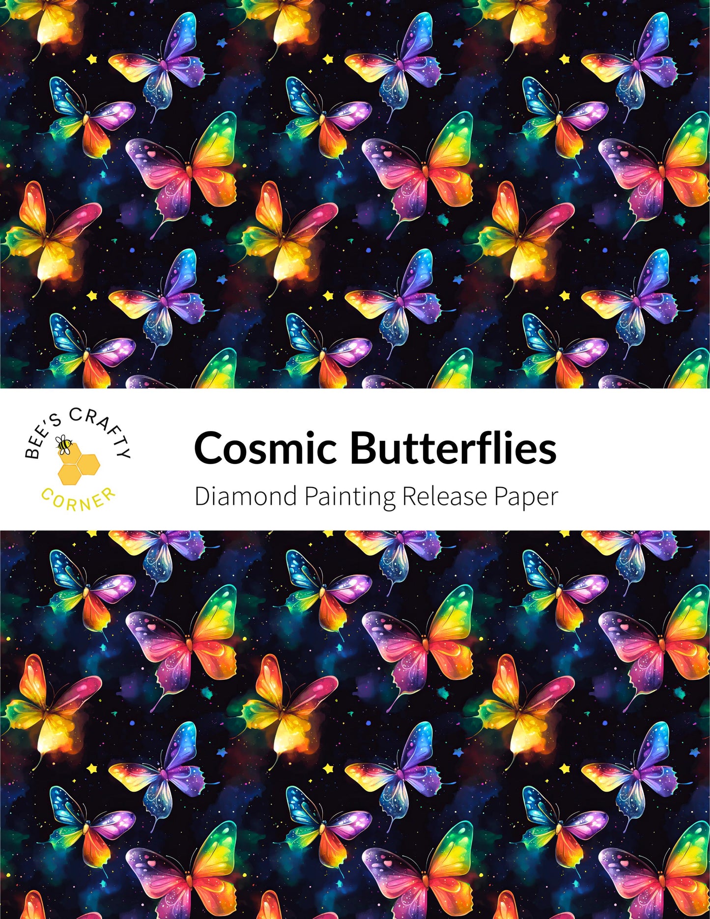 RELEASE PAPER | Cosmic Butterflies - Reusable Patterned Diamond Painting Release Paper