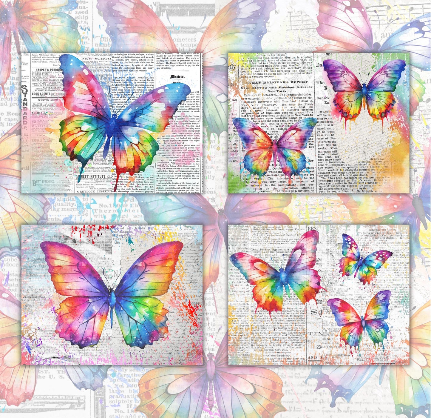 RELEASE PAPER | Butterfly Grunge - Theme Pack Reusable Diamond Painting Release Paper