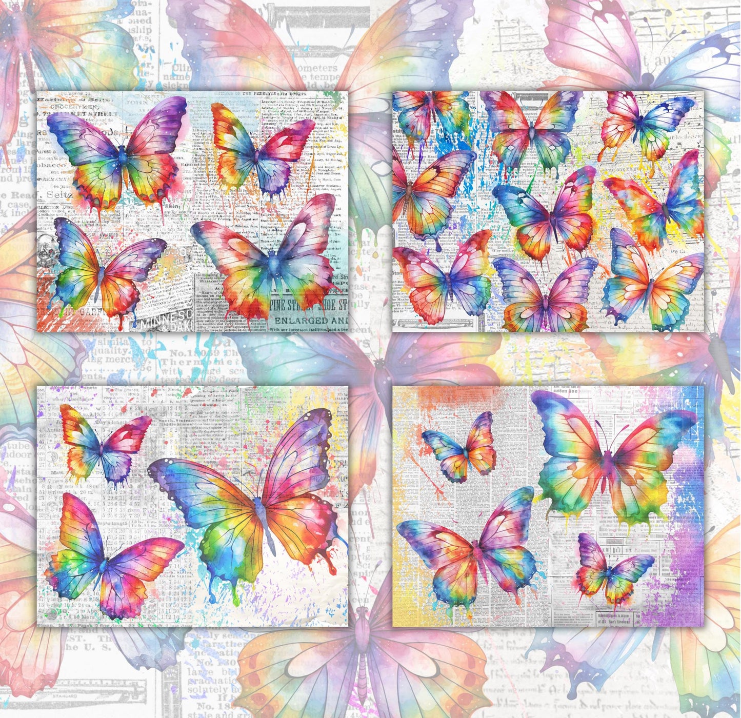 RELEASE PAPER | Butterfly Grunge - Theme Pack Reusable Diamond Painting Release Paper