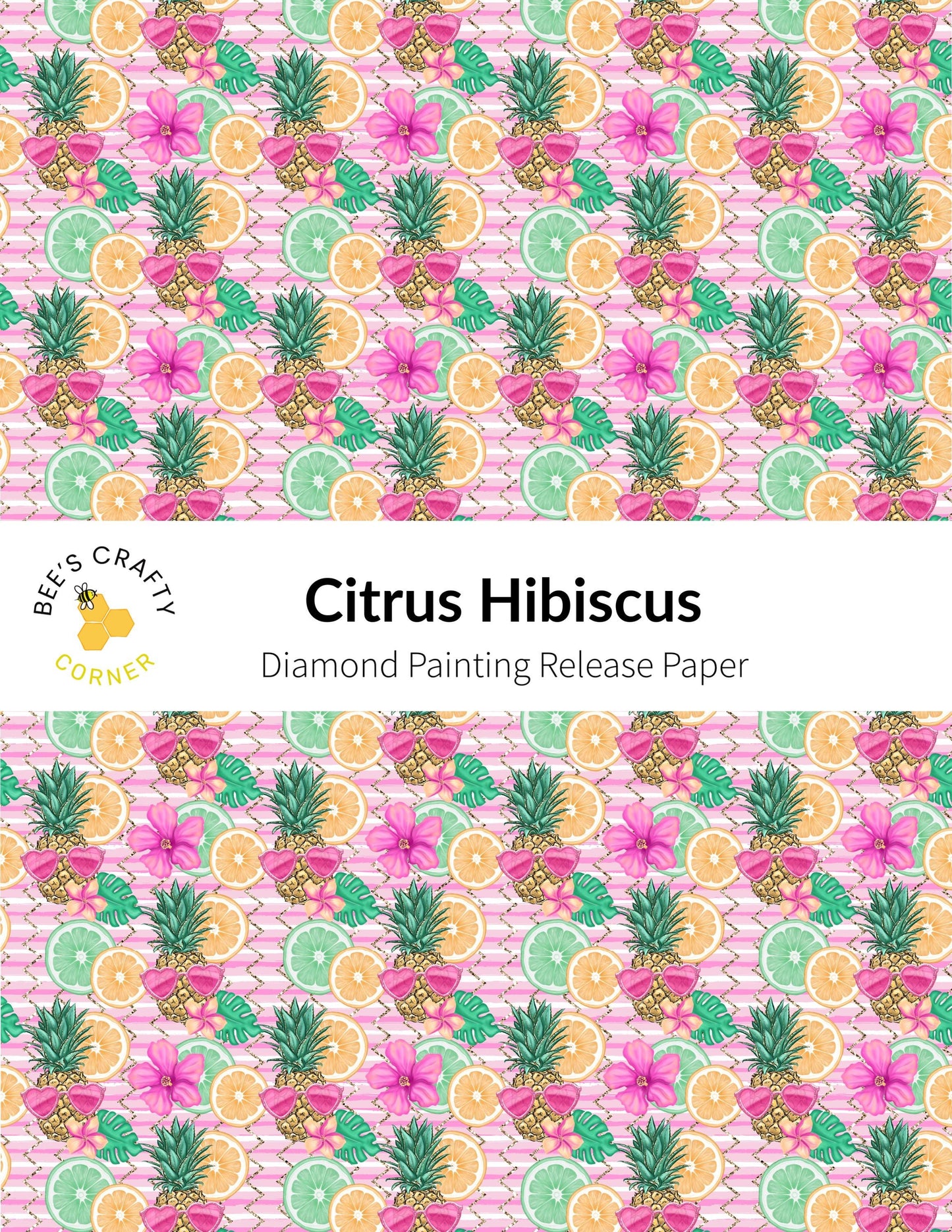 RELEASE PAPER | Citrus Hibiscus - Reusable Patterned Diamond Painting Release Paper