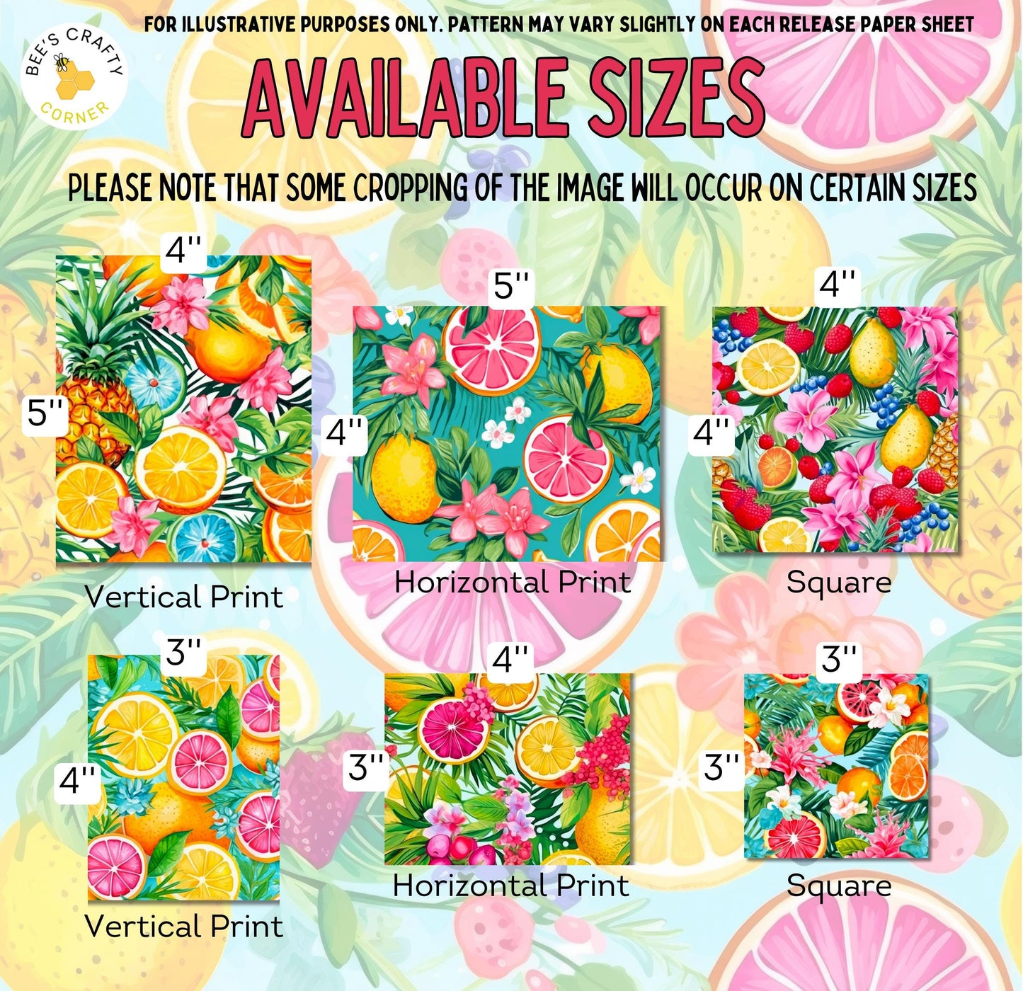 RELEASE PAPER | Tropical Fruits - Theme Pack Reusable Diamond Painting Release Paper