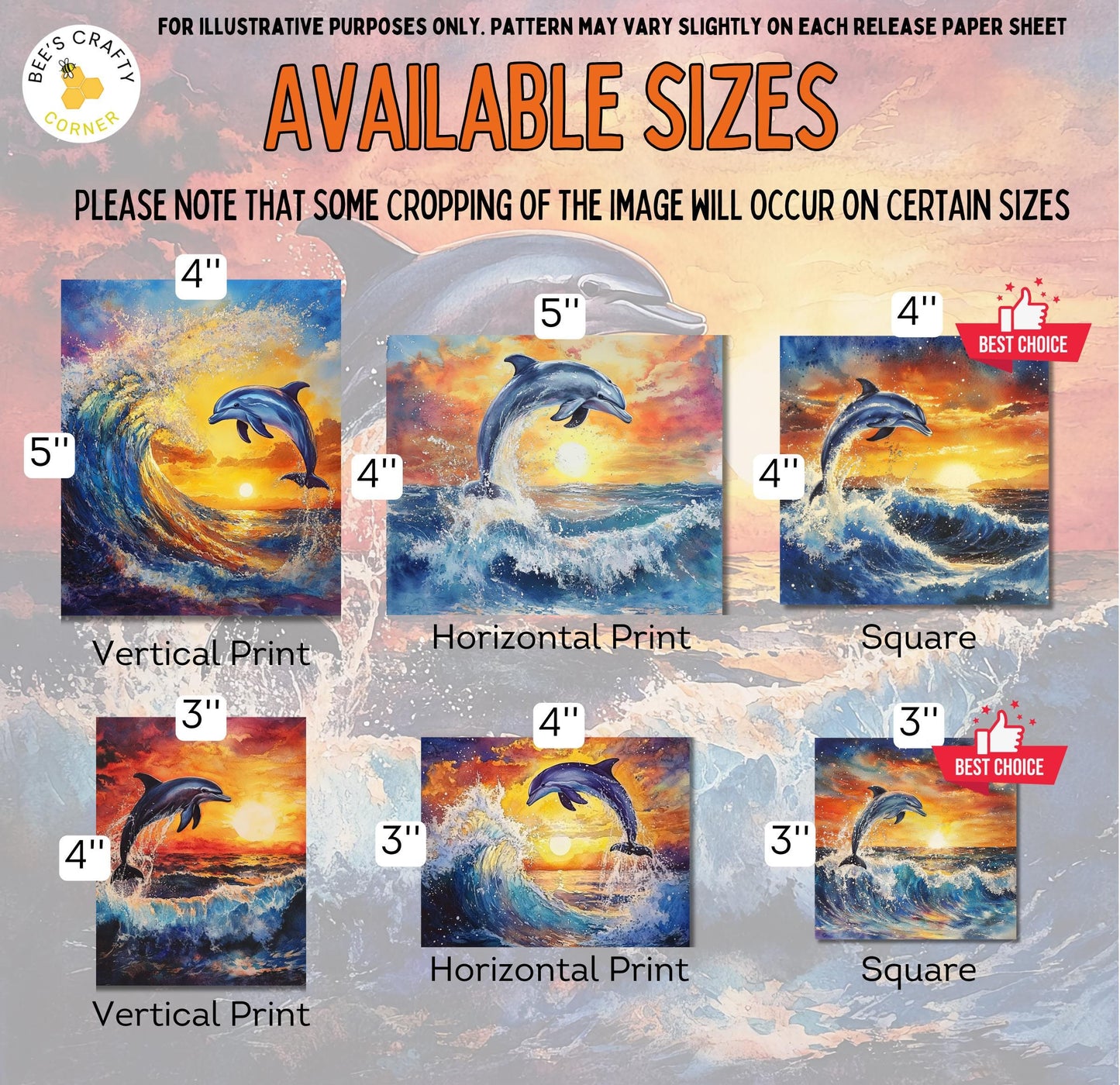 RELEASE PAPER | Sunset Dolphins - Theme Pack Reusable Diamond Painting Release Paper
