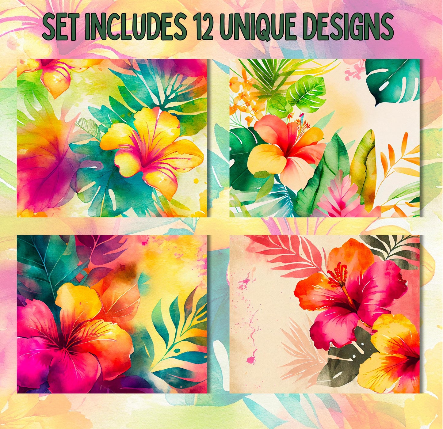 RELEASE PAPER | Hibiscus Garden - Theme Pack Reusable Diamond Painting Release Paper