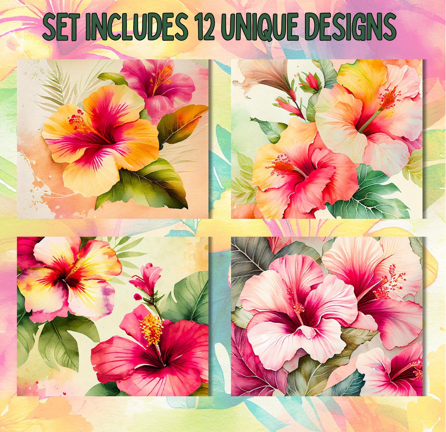RELEASE PAPER | Hibiscus Garden - Theme Pack Reusable Diamond Painting Release Paper