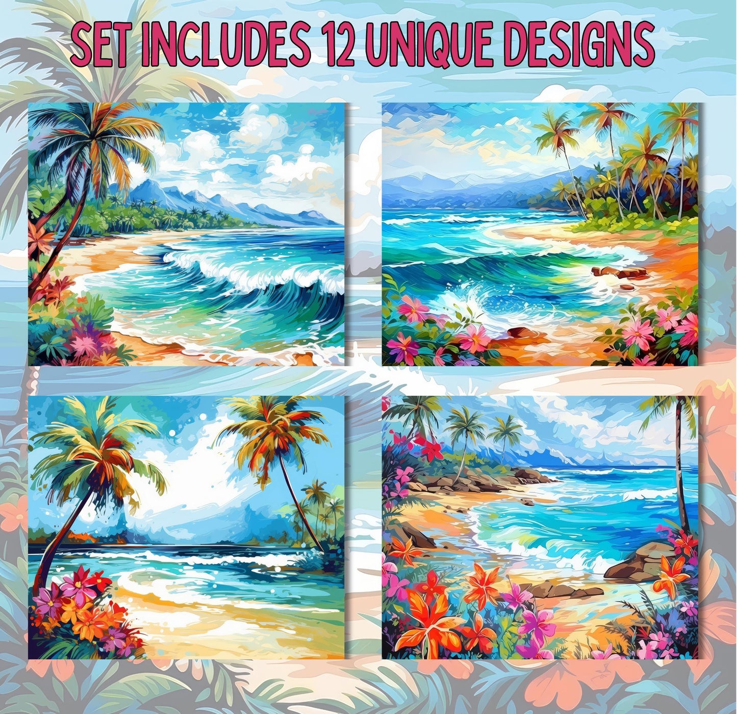 RELEASE PAPER | Paradise Beaches - Theme Pack Reusable Diamond Painting Release Paper
