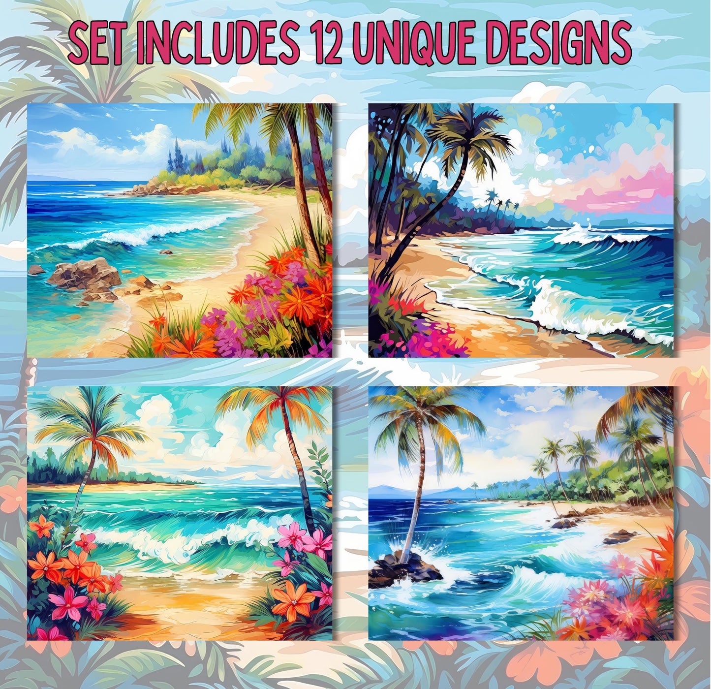 RELEASE PAPER | Paradise Beaches - Theme Pack Reusable Diamond Painting Release Paper