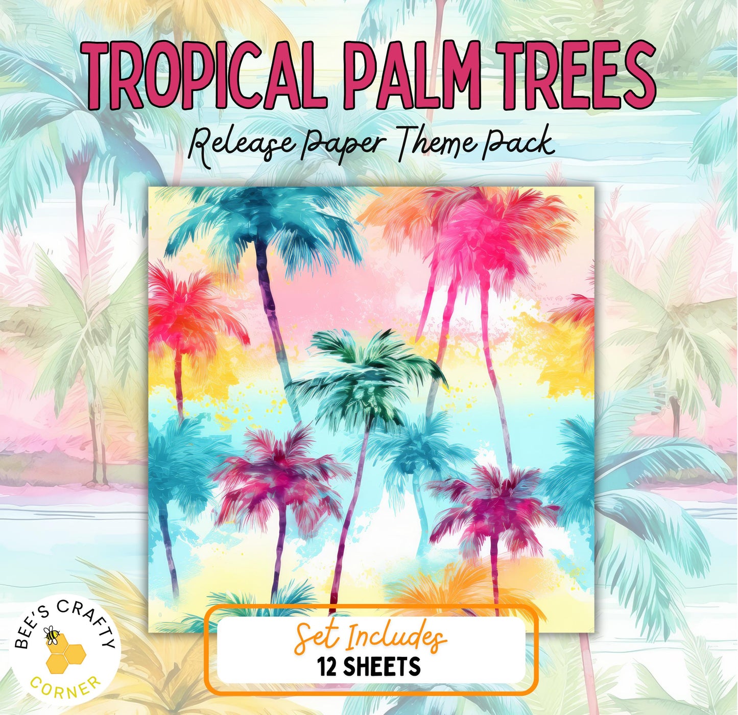 RELEASE PAPER | Tropical Palm Trees - Theme Pack Reusable Diamond Painting Release Paper