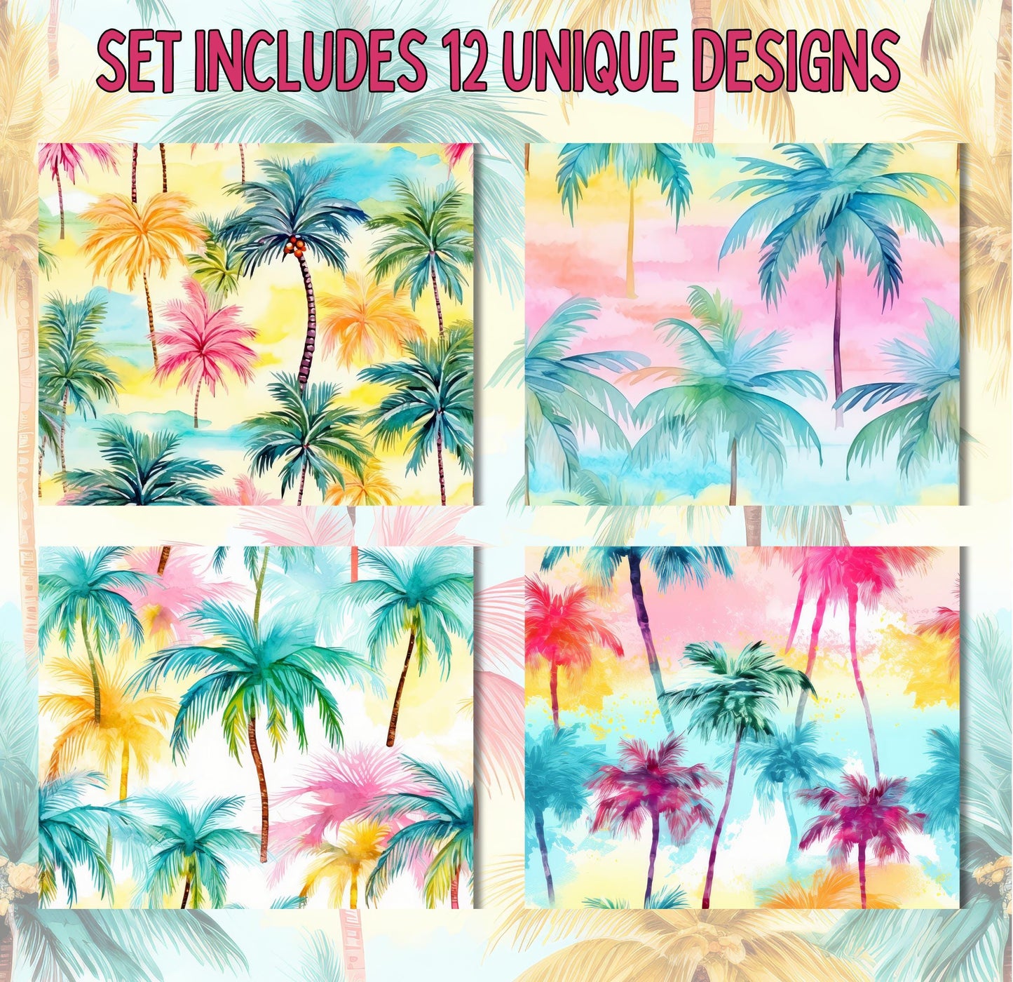 RELEASE PAPER | Tropical Palm Trees - Theme Pack Reusable Diamond Painting Release Paper