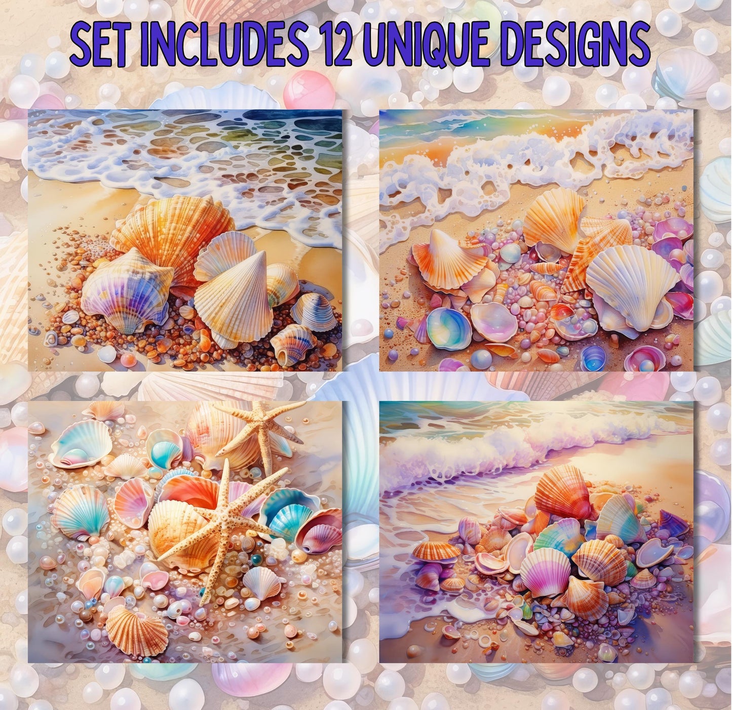 RELEASE PAPER | Seashells & Pearls - Theme Pack Reusable Diamond Painting Release Paper