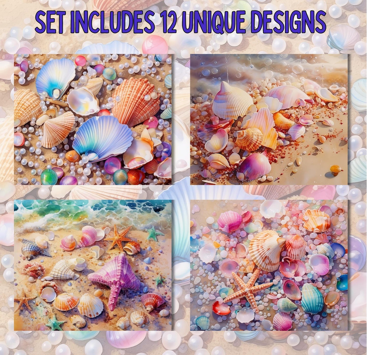 RELEASE PAPER | Seashells & Pearls - Theme Pack Reusable Diamond Painting Release Paper