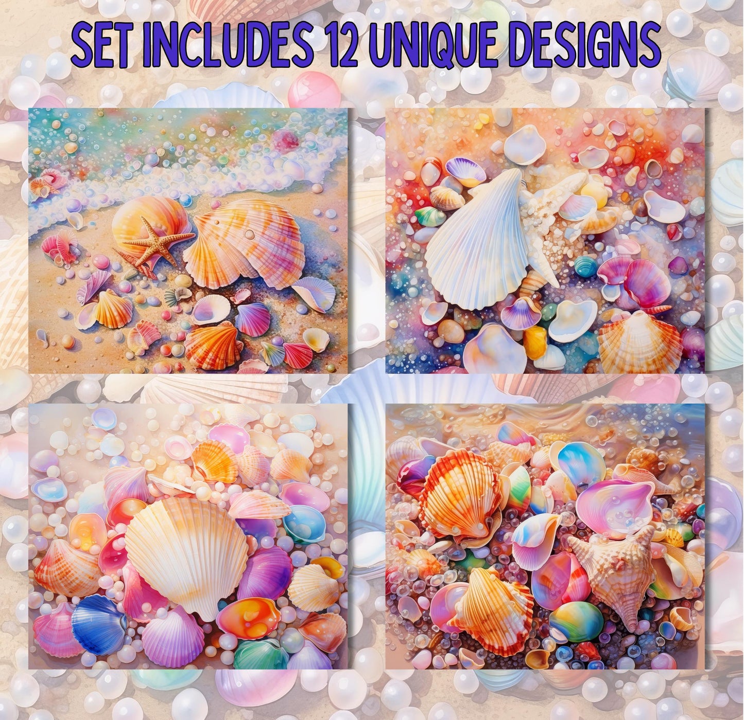 RELEASE PAPER | Seashells & Pearls - Theme Pack Reusable Diamond Painting Release Paper