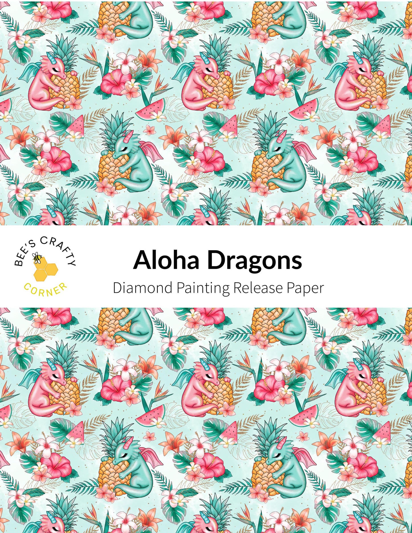 RELEASE PAPER | Aloha Dragons - Reusable Patterned Diamond Painting Release Paper