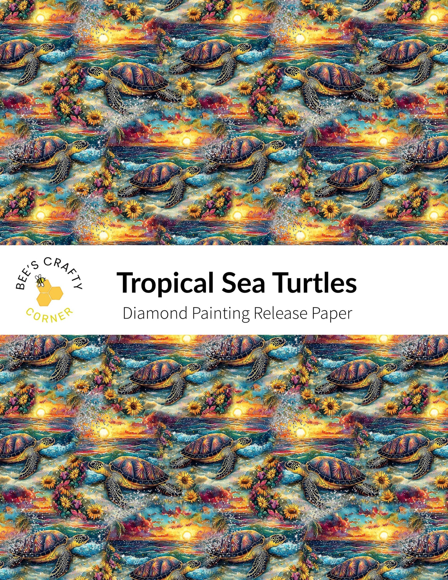 RELEASE PAPER | Tropical Sea Turtles - Reusable Patterned Diamond Painting Release Paper