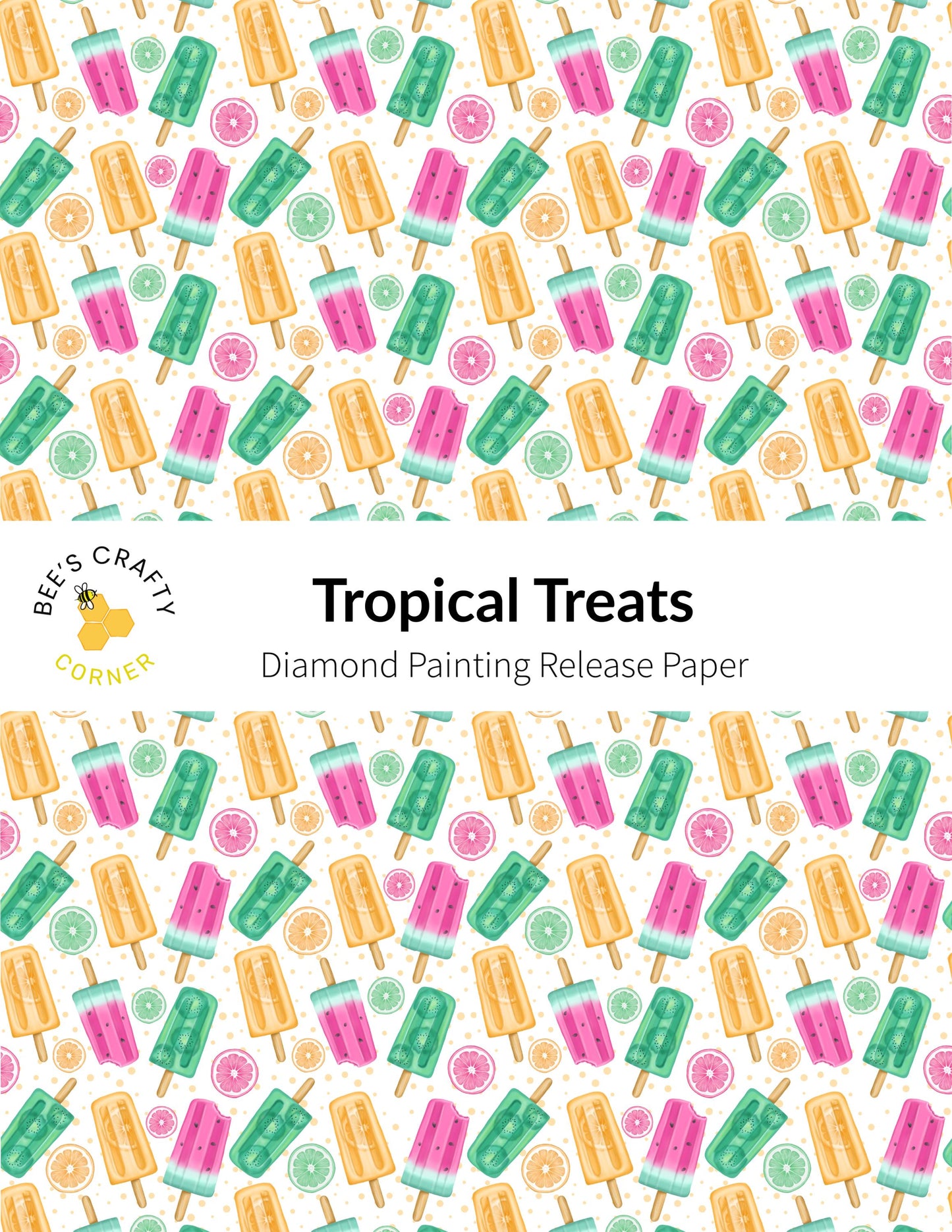 RELEASE PAPER | Tropical Treats - Reusable Patterned Diamond Painting Release Paper