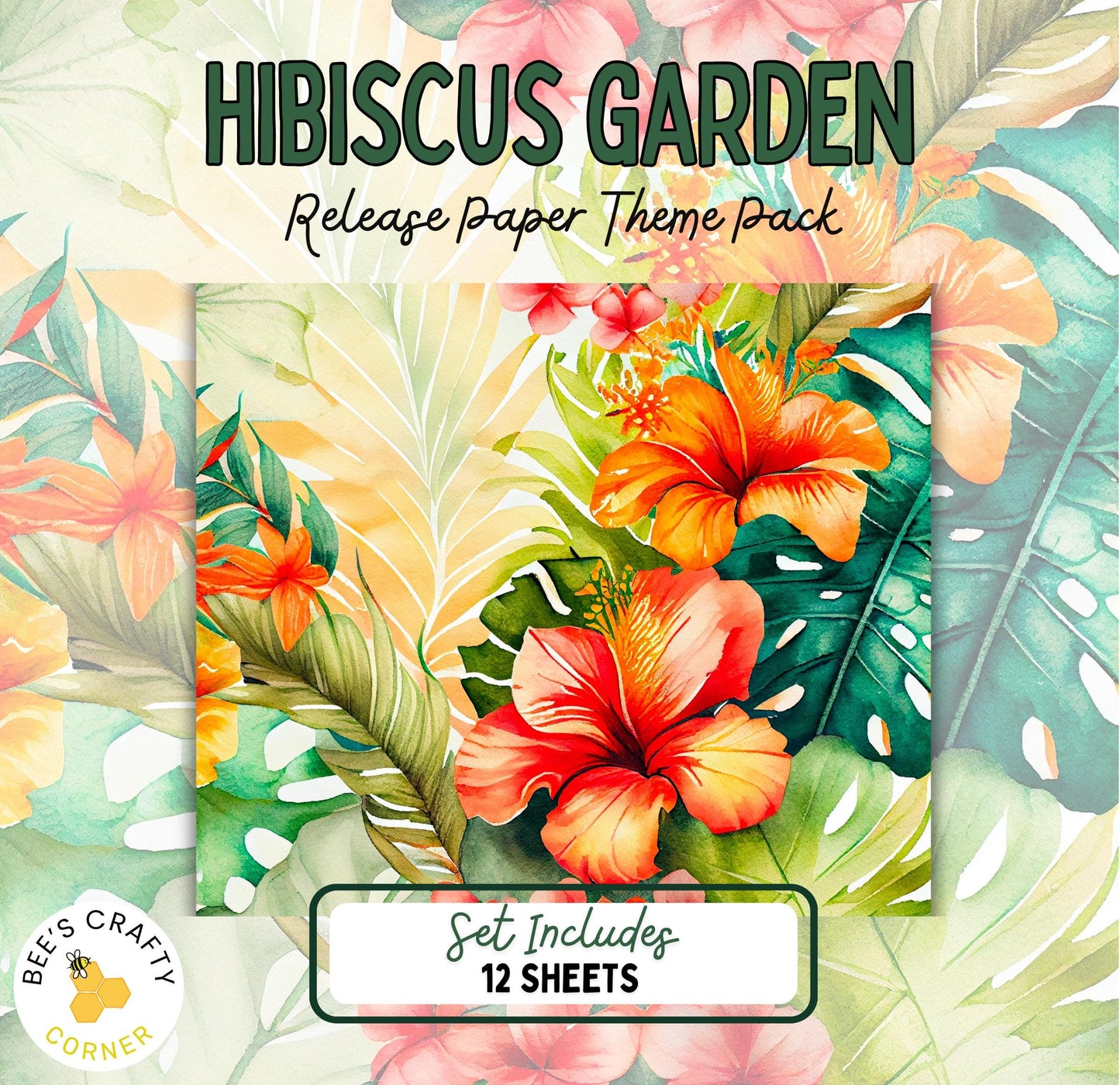 RELEASE PAPER | Hibiscus Garden - Theme Pack Reusable Diamond Painting Release Paper