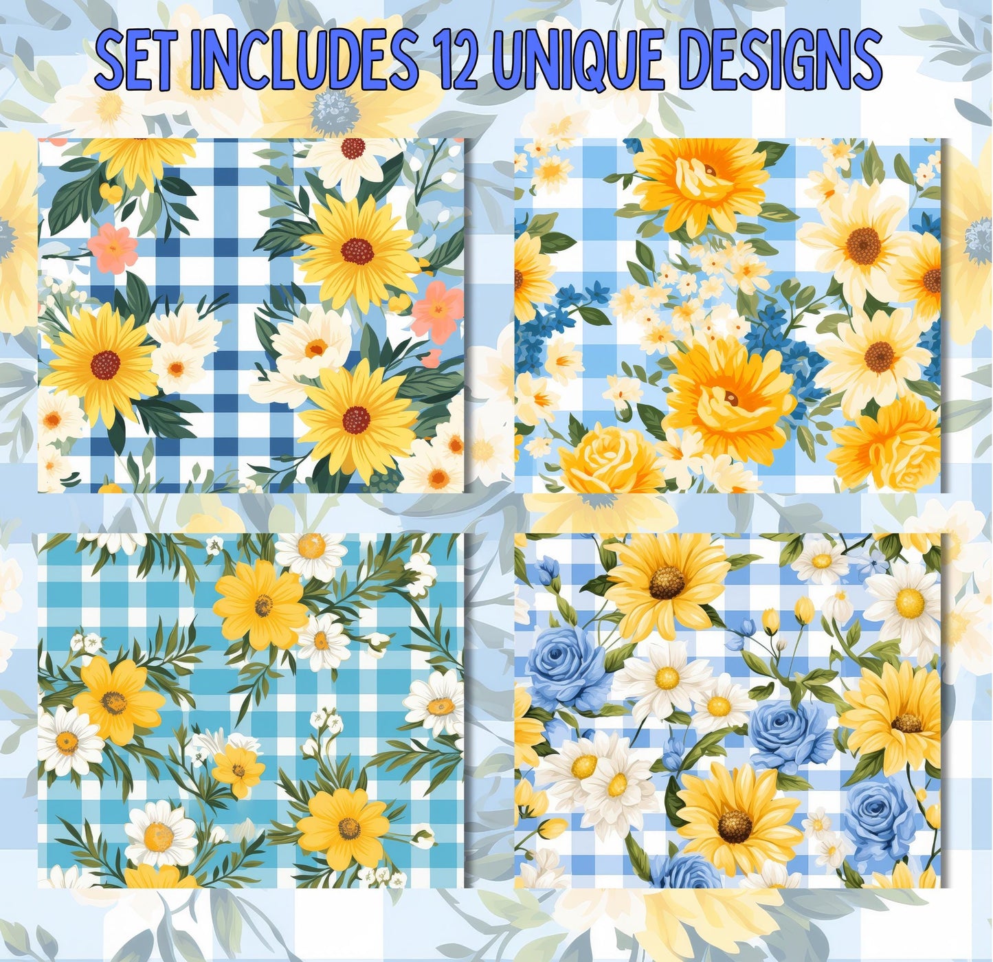 RELEASE PAPER | Gingham Floral - Theme Pack Reusable Diamond Painting Release Paper