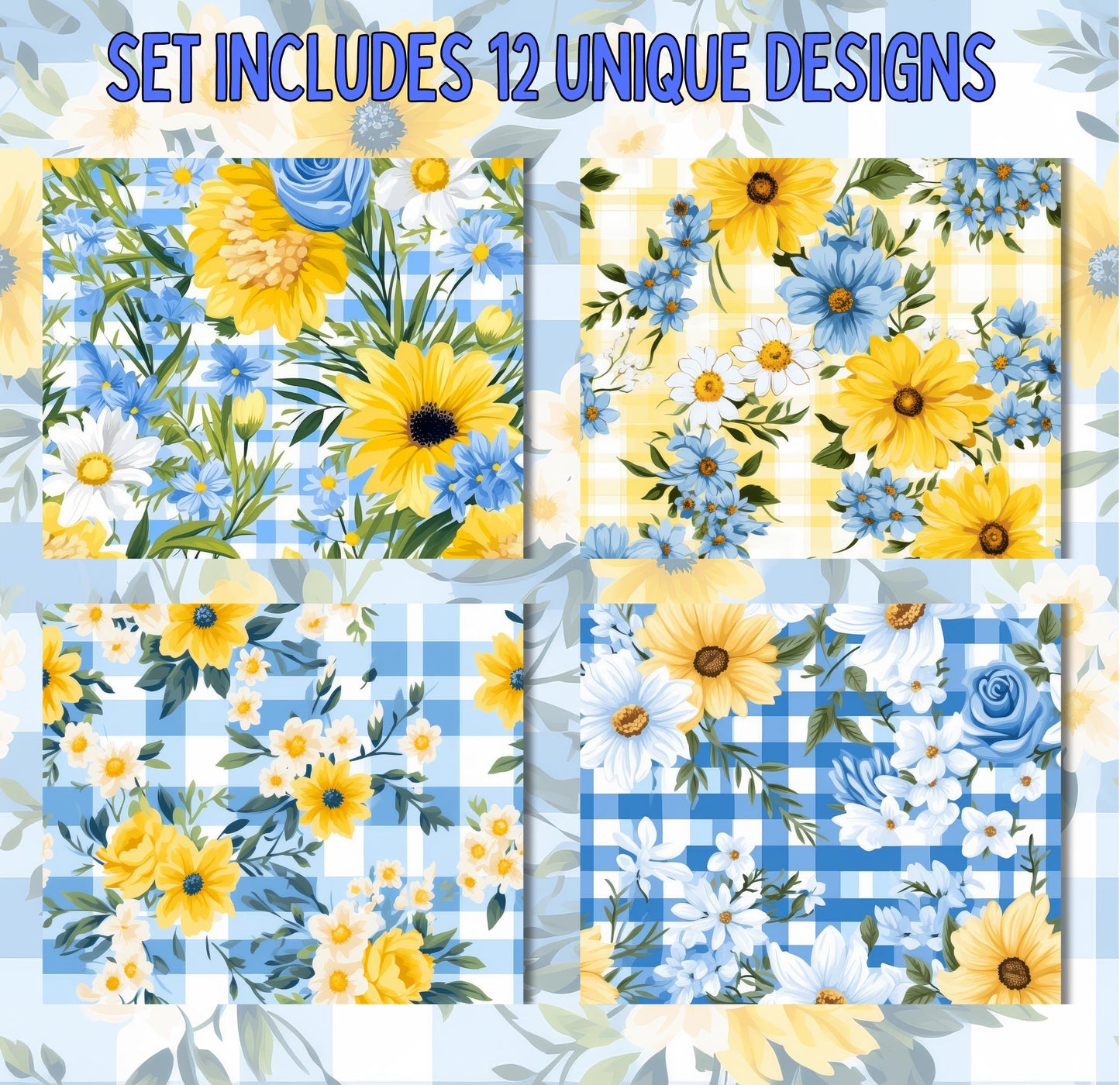 RELEASE PAPER | Gingham Floral - Theme Pack Reusable Diamond Painting Release Paper