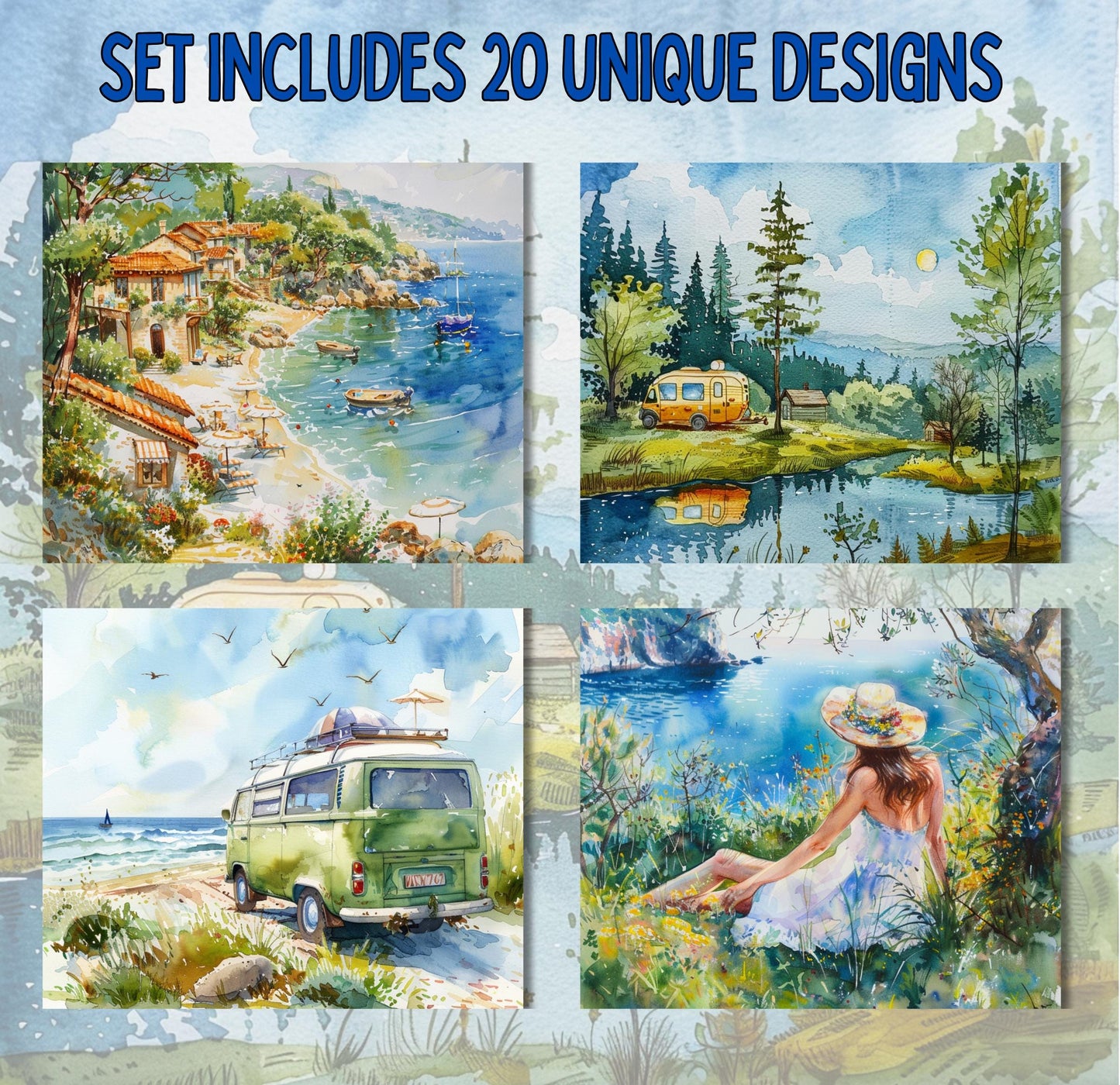 RELEASE PAPER | Summer Vacation - Theme Pack Reusable Diamond Painting Release Paper