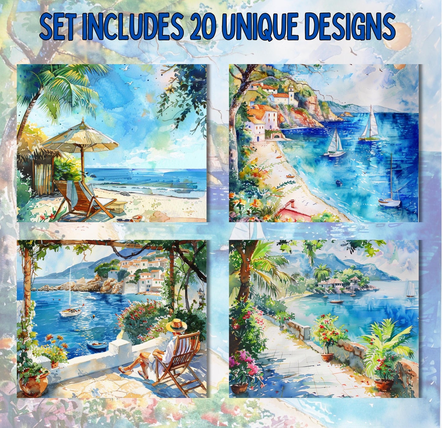 RELEASE PAPER | Summer Vacation - Theme Pack Reusable Diamond Painting Release Paper