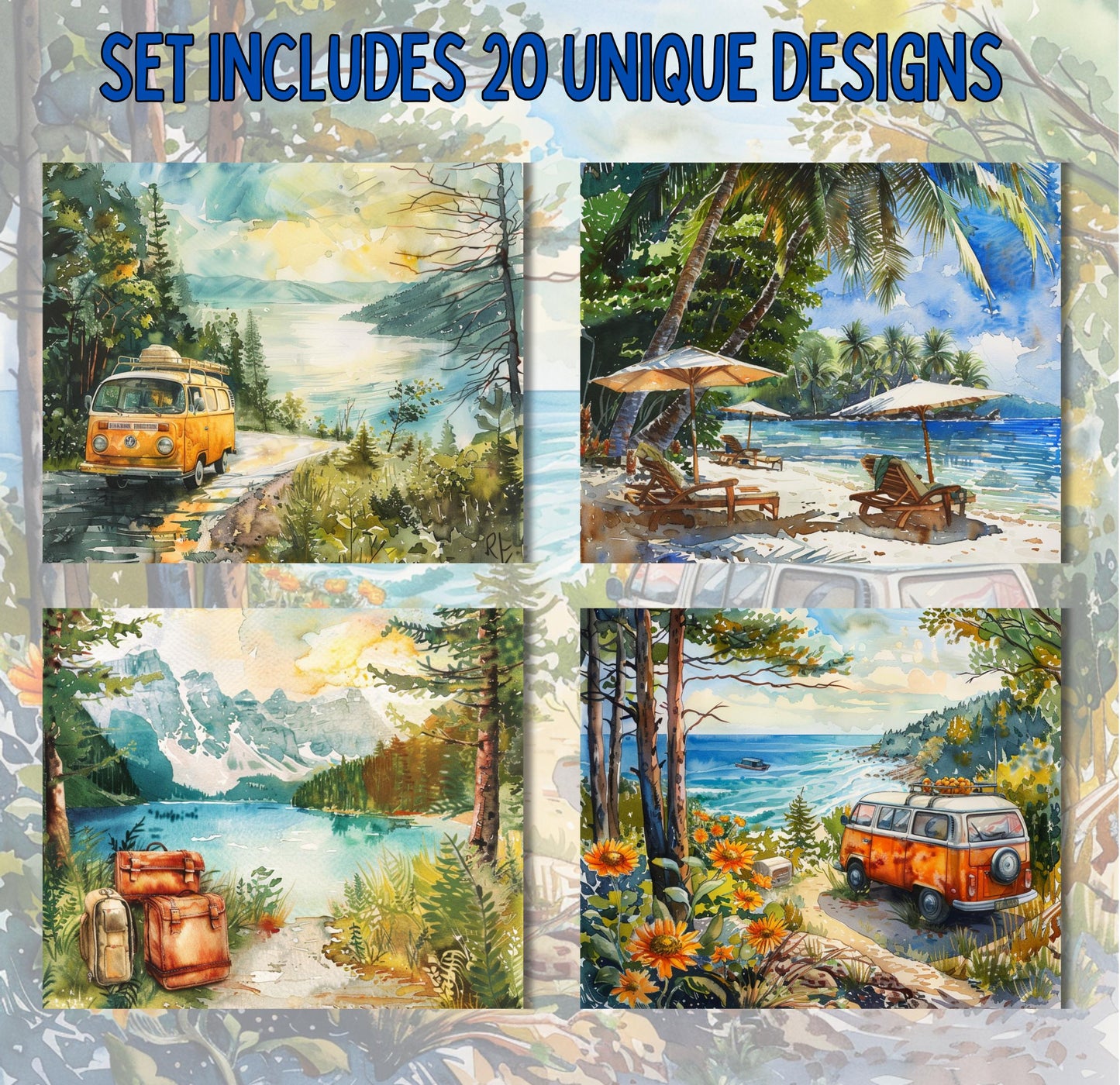 RELEASE PAPER | Summer Vacation - Theme Pack Reusable Diamond Painting Release Paper