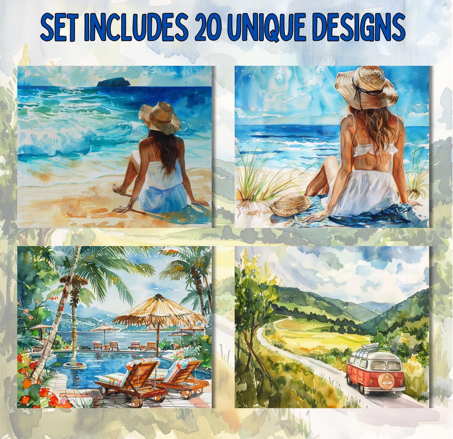 RELEASE PAPER | Summer Vacation - Theme Pack Reusable Diamond Painting Release Paper