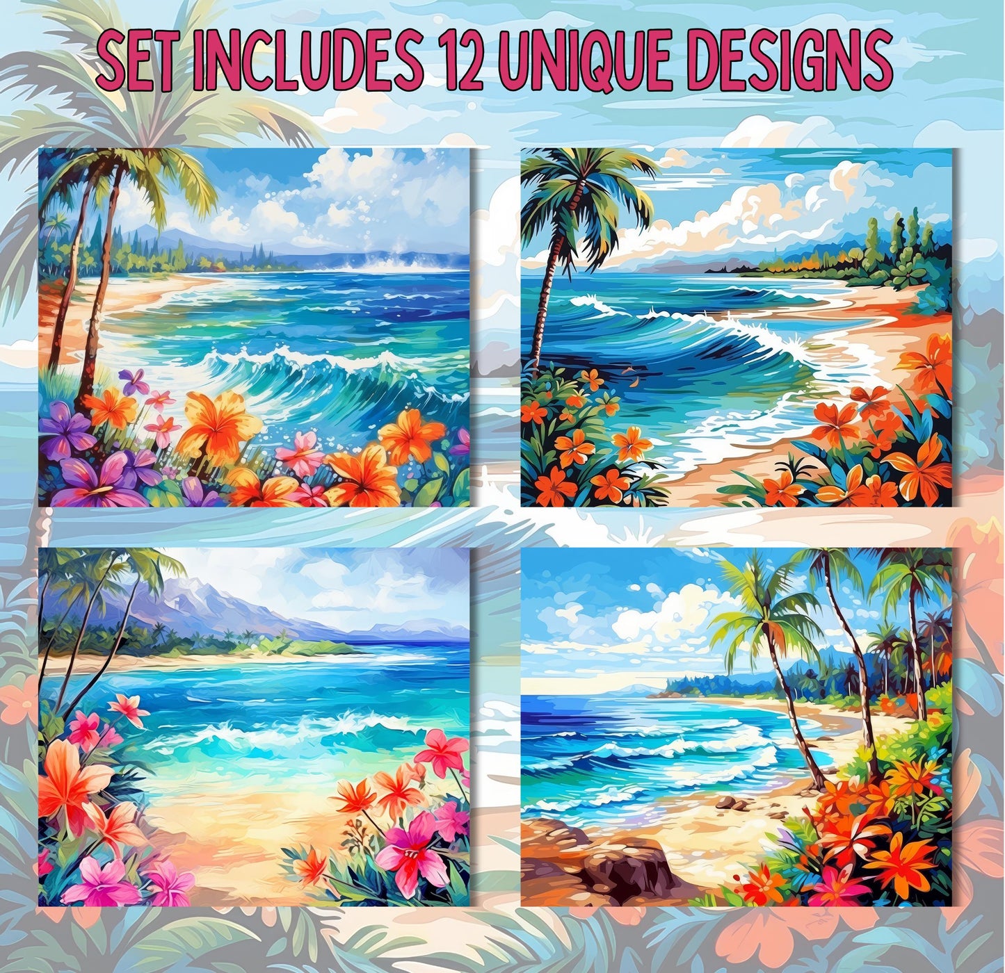 RELEASE PAPER | Paradise Beaches - Theme Pack Reusable Diamond Painting Release Paper