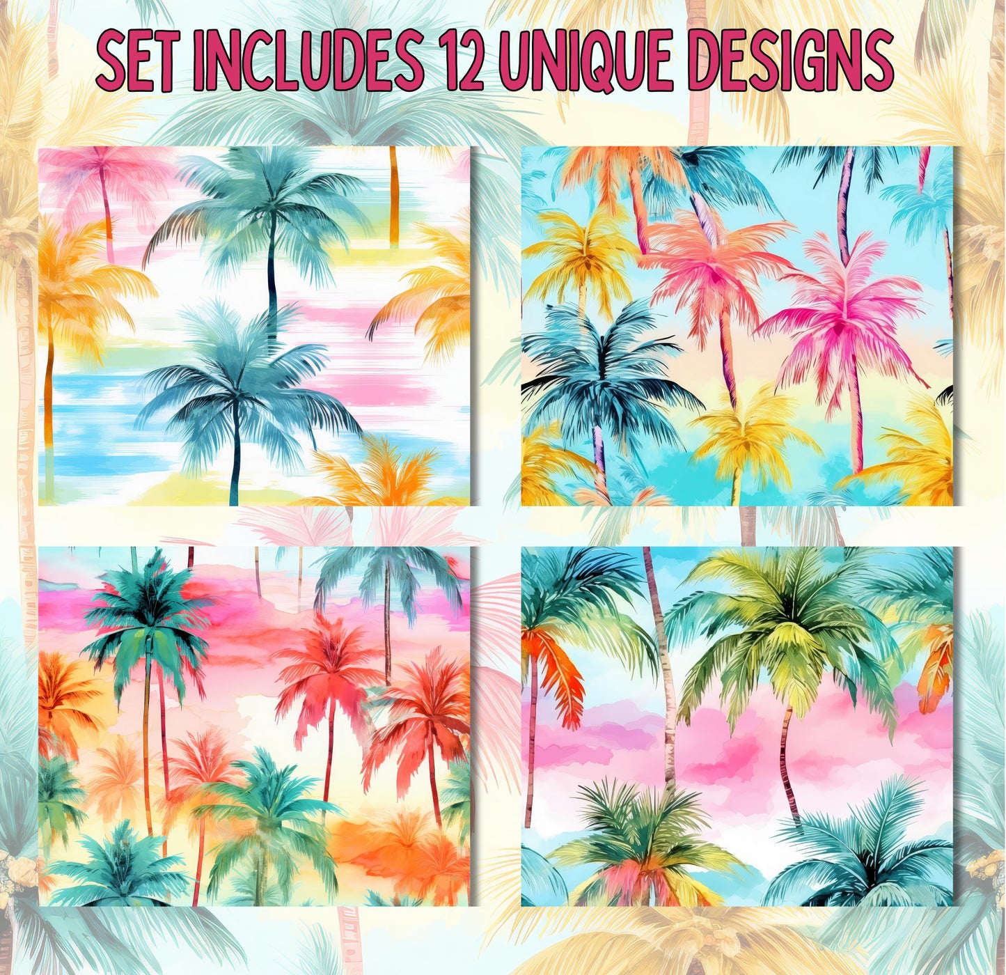 RELEASE PAPER | Tropical Palm Trees - Theme Pack Reusable Diamond Painting Release Paper
