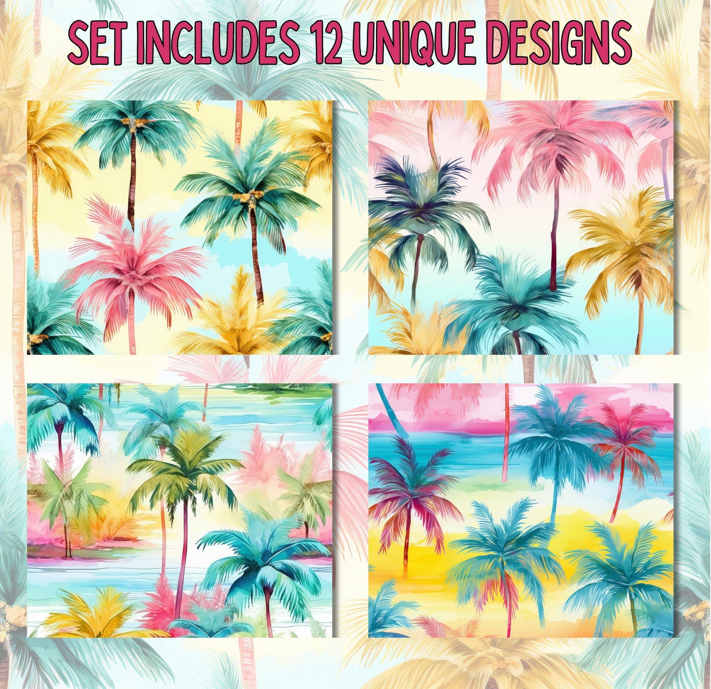 RELEASE PAPER | Tropical Palm Trees - Theme Pack Reusable Diamond Painting Release Paper