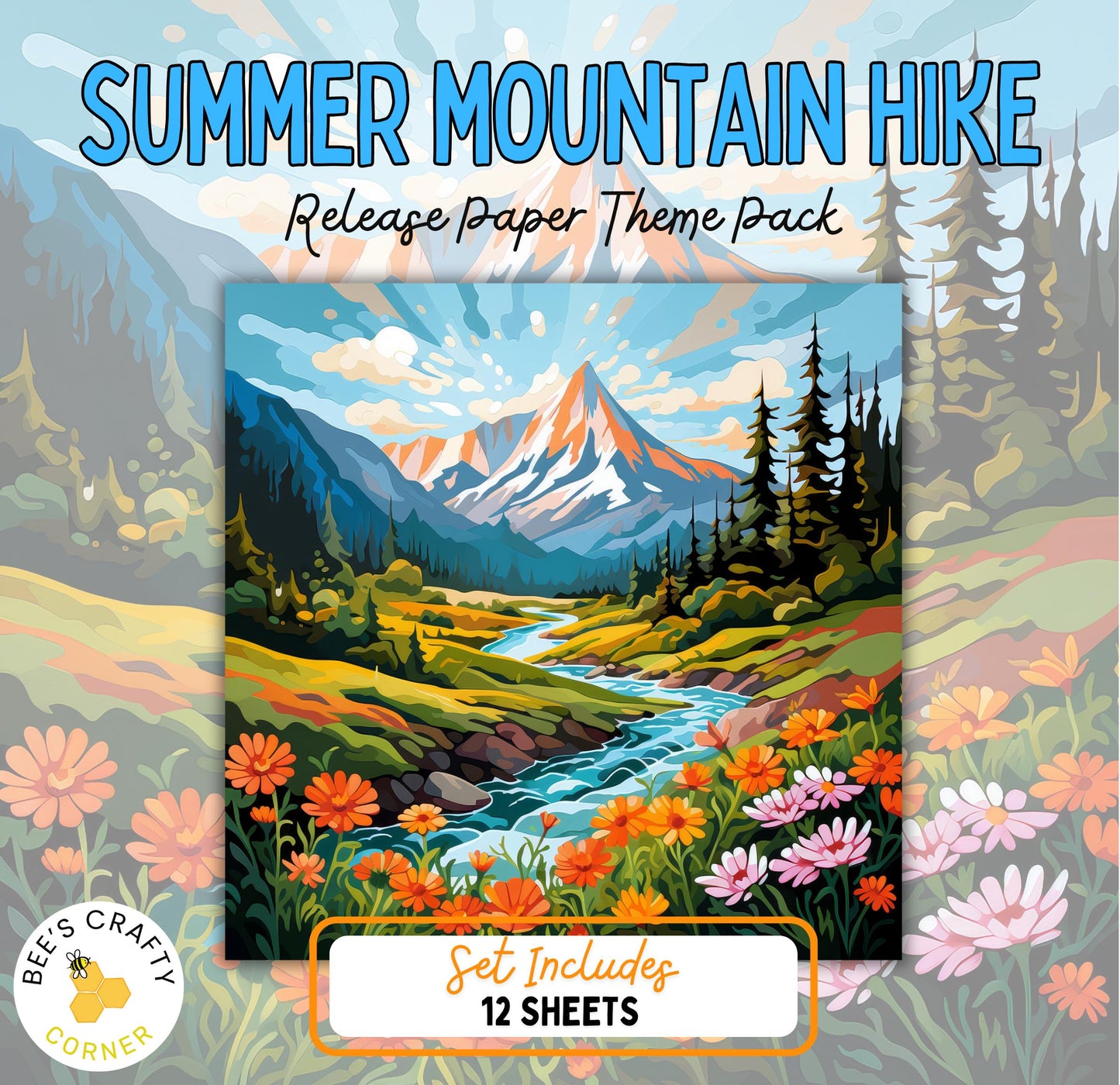 RELEASE PAPER | Summer Mountain Hike - Theme Pack Reusable Diamond Painting Release Paper