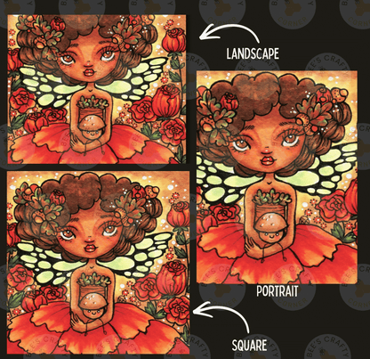 The image is a collage of three images depicting a young girl with curly hair and a flower crown, surrounded by a colorful floral background.