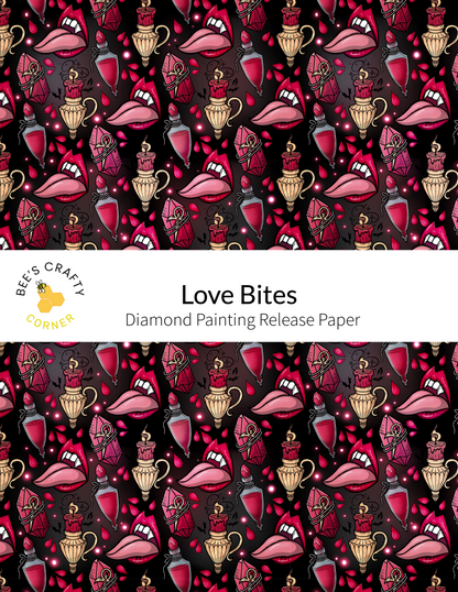 The image is a repeating pattern of various pink and red objects, including flowers, vases, and other decorative elements, arranged in a visually appealing and intricate manner.