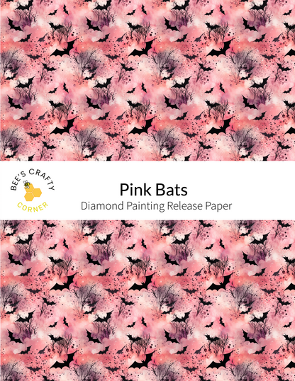 The image is a repeating pattern of pink bats against a pink and purple background.