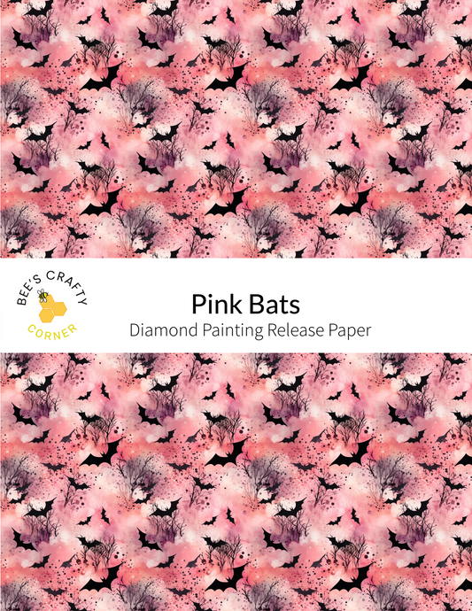 The image is a repeating pattern of pink bats against a pink and purple background.