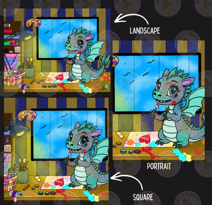 The image is a collage of three pictures depicting a dragon-like creature, with the first two images showing the dragon in a landscape and the third image showing the dragon in a portrait.