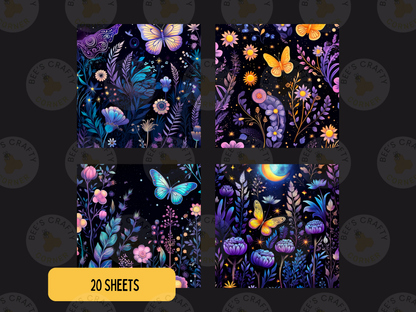 Midnight Butterfly Garden - Theme Pack Reusable Diamond Painting Release Paper
