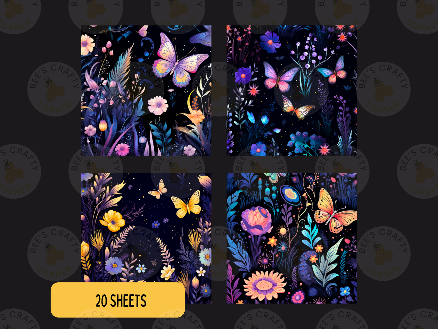Midnight Butterfly Garden - Theme Pack Reusable Diamond Painting Release Paper