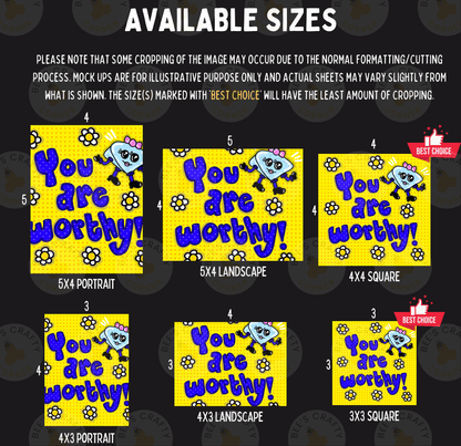 a yellow and blue poster with the words you are worthy
